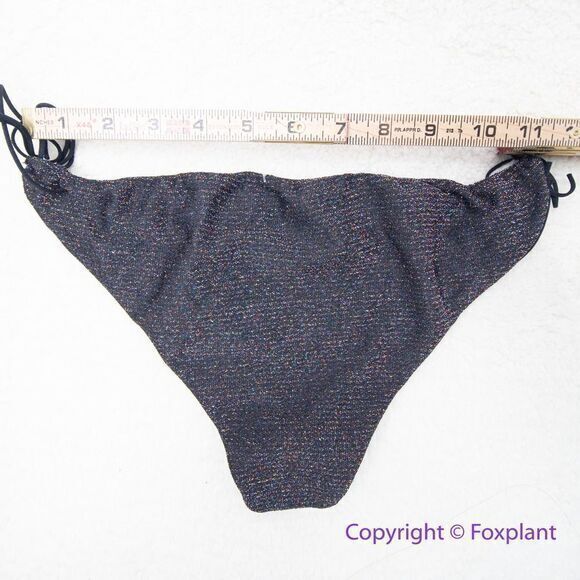 NEW  It’s Now Cool the gathered tie pant bikini bottom black lurex, size M - Picture 5 of 11